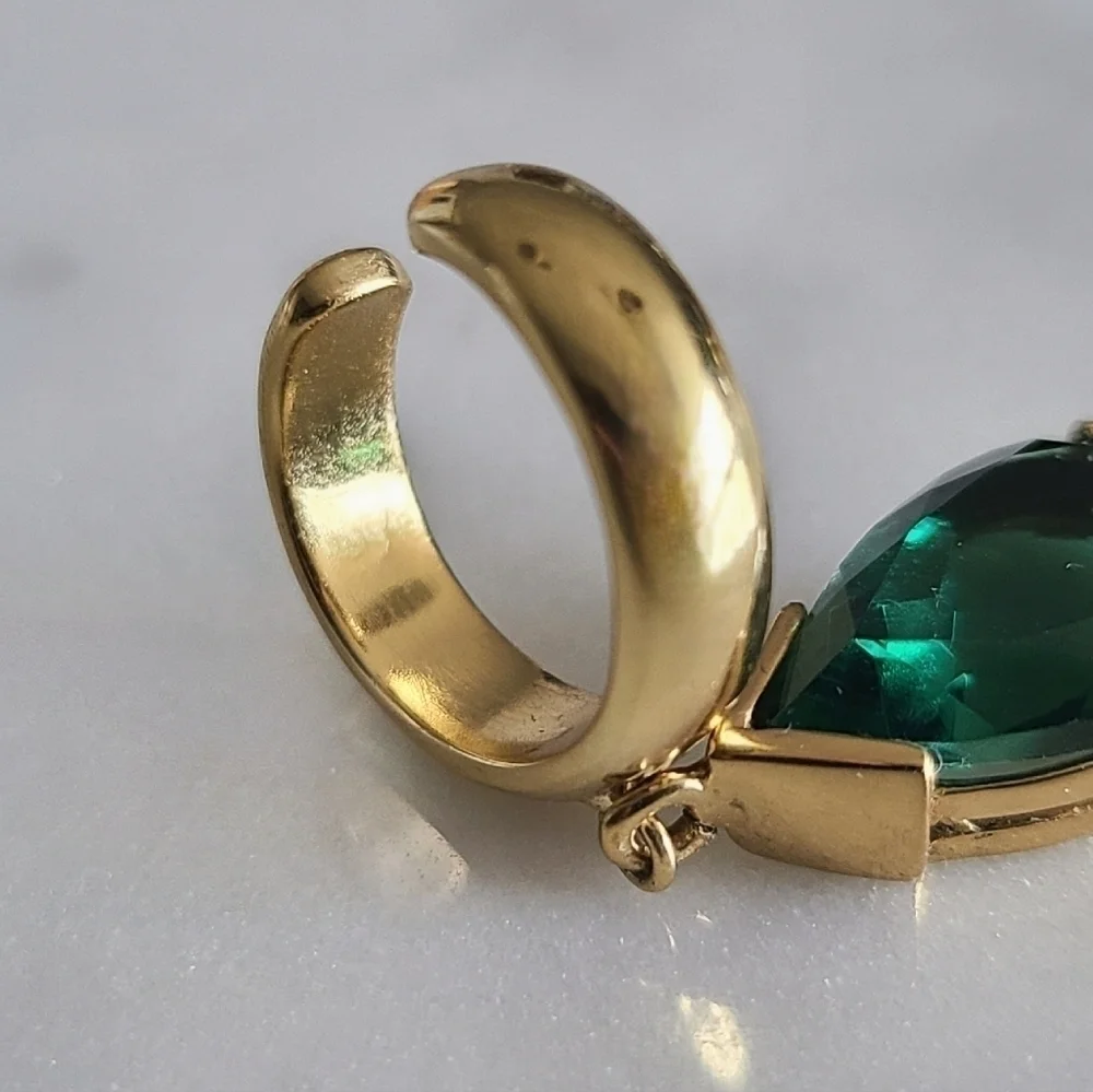 Cornelia Webb 24K Goldplated Quartz Ear Cuff, Emerald, NWT